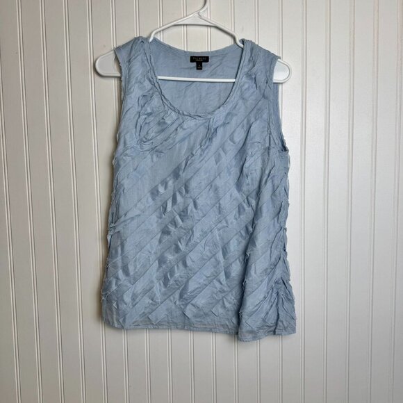 Talbots blue ruffle 100% cotton sleeveless top size 6 B49 - Picture 1 of 5